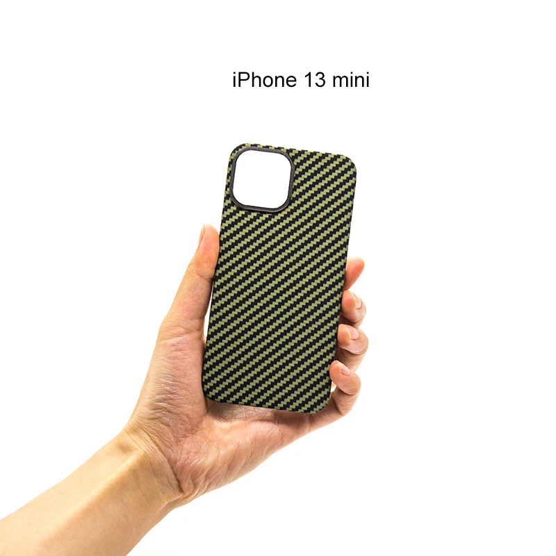

Carbon fiber iPhone13 mini phone shell lens circle yellow matte CAPA FIBRA solid non -slip hard carbon fiber Cover iPhone 13mini