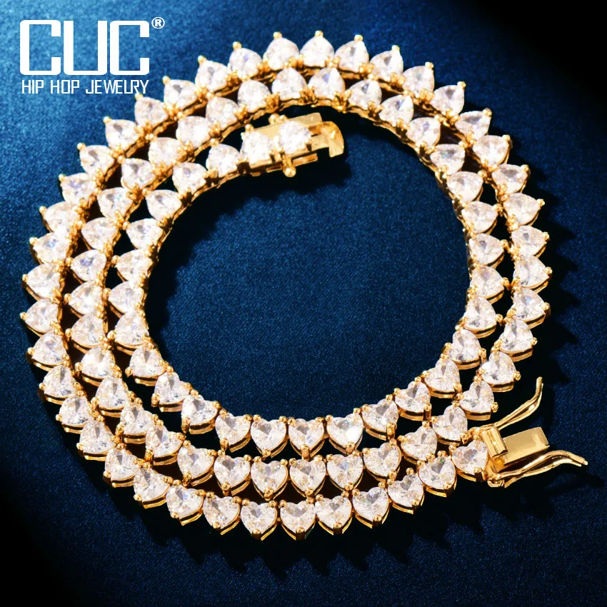 

Ожерелье-цепочка CUC для женщин, теннисная цепь в форме сердца, со сверкающими фианитами, цвет золото и серебро, модное Ювелирное Украшение в ...