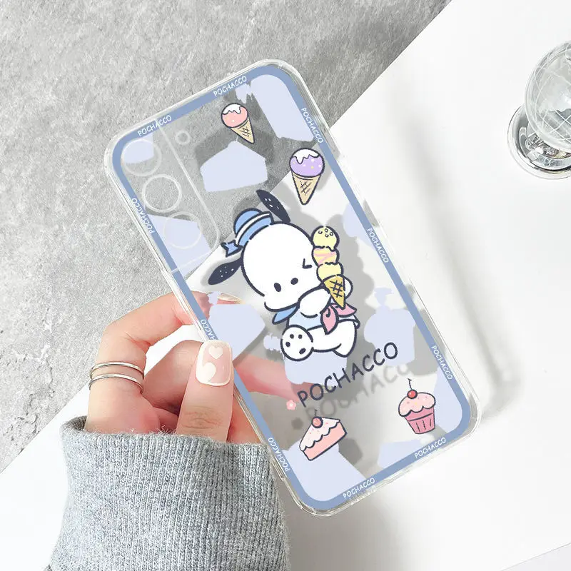 

Pochacco Sanrio Samsung S22 Mobile Phone Shell Note20 Cute Straight Edge Transparent Protective Sleeve Girlfriends Couple Gift