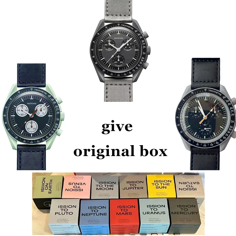 

Planet Moons Watch Gift BOX Luxury Quarz Watch for Men Original Nylon Mercury James Master Saturn PLUTO AAAA Wristwatches