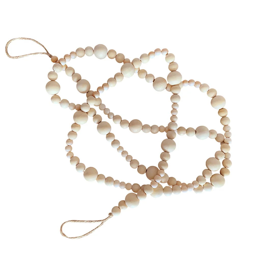 

Beads Garland Decor Wood Prayer Bead Rustic Color Farmhouse Home Chic Shabby Hanging Wall Tree Tray Tiered Country
