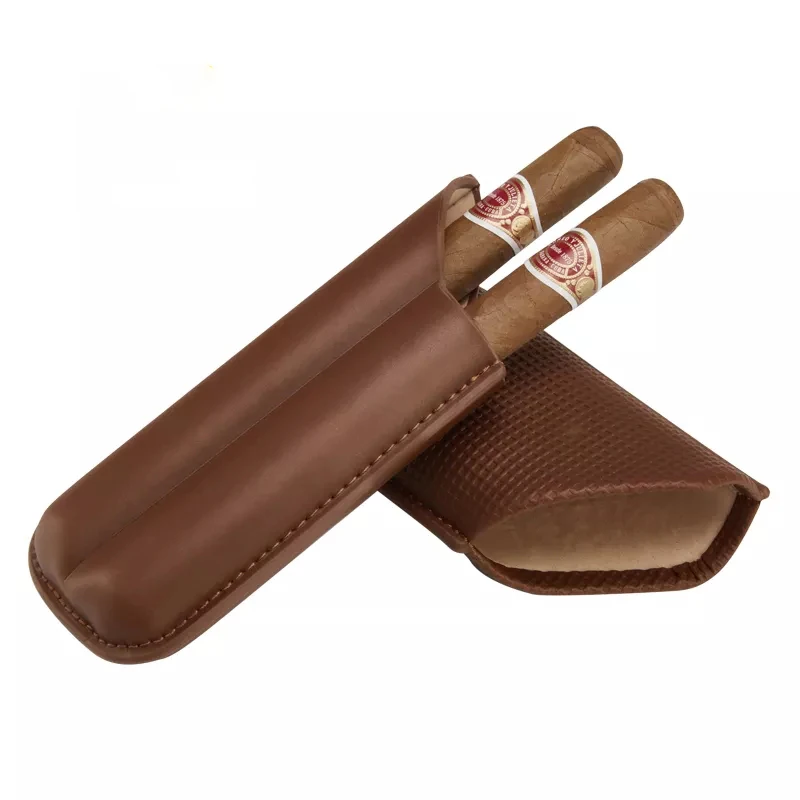 

Cigar Cow leather Case 2 Tube Cigars Holder Travel Carrying Case Humidor Gift for Friend