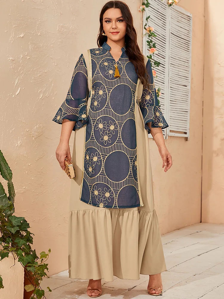 

TOLEEN Women Plus Size Maxi Dresses Large 2023 Summer Chic Elegant Long Casual Abaya Turkey Evening Party Festival Robe Clothing