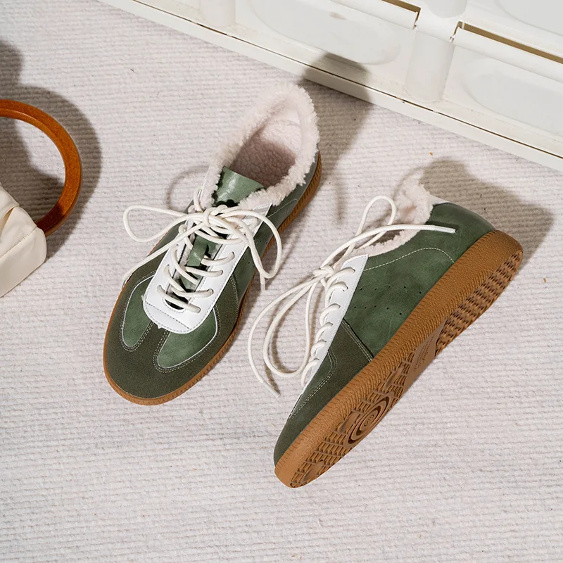 2024 зимние немецкие тренировочные женские повседневные теплые туфли из овчины на