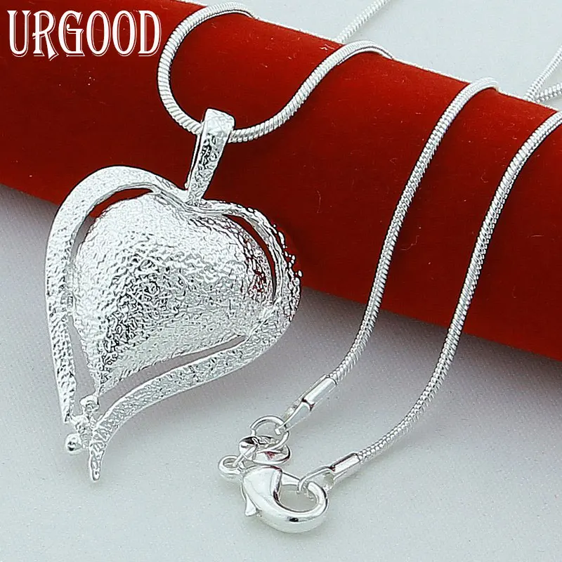 

925 Sterling Silver Heart Pendant Snake Chain Necklace For Women Party Engagement Wedding Fashion Jewelry