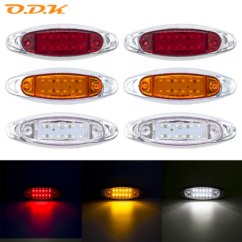 

2pcs 12 LED 12V 24V Side Marker Warning Tail Light Clearance Turn Signal Lamp Indicators Chrome Trailer Truck Lorry Caravan Van