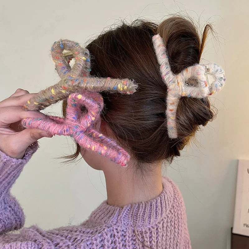AISHG красочная заколка для волос из шерсти женщин милая универсальная