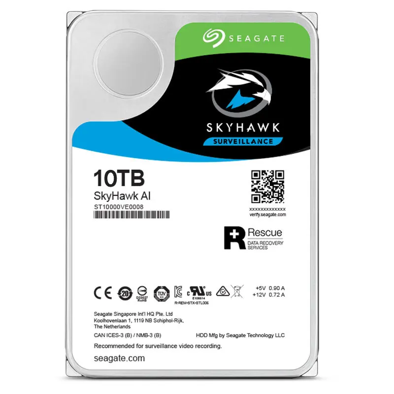 

Seagate SkyHawk Mechanical Hard Drive 10TB ST10000VE0008 Helium Large Capacity Security Network Monitoring DVR Storage