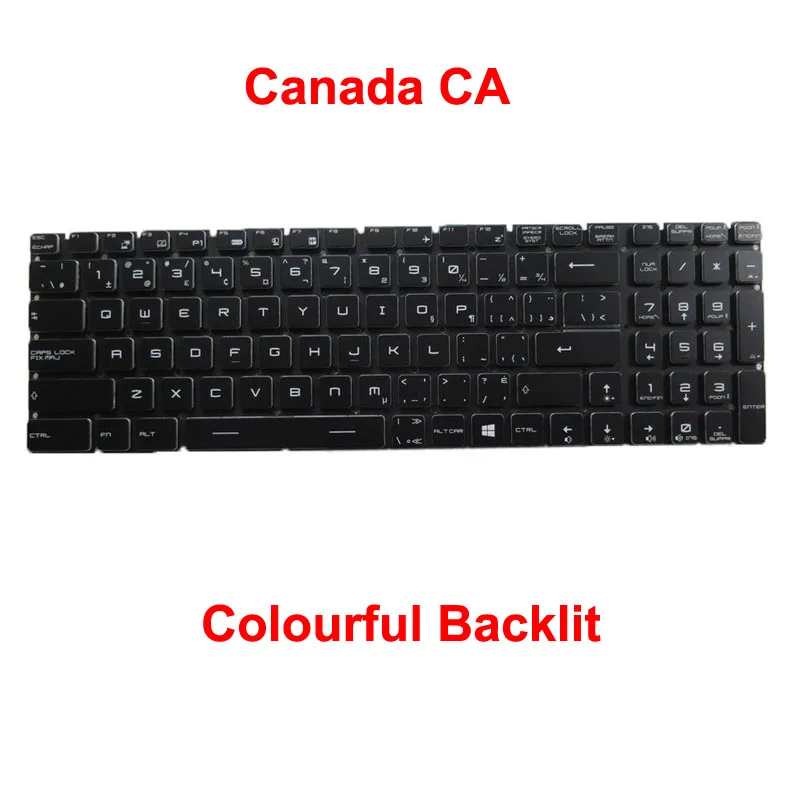 Фото Клавиатура с RGB-подсветкой BE CA GK HB HU SW для MSI GE63 GE73 8RE 8RF 8SE 8SF 8SG 9SE 9SF 9SG GS73 GS75 Греция Канада Черный №3