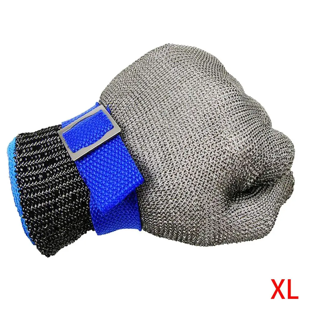 

1PC Working Glove Safety Stainless Steel Stab Resistant Gloves with Button Anti-scratch Kitchen Protection Butcher XL