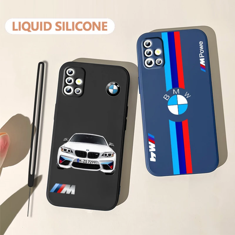 

Bmw Luxury Sports Car For Samsung Galaxy A71 A51 A81 A91 A41 A31 A21S A11 A01 A50 A30 A20S Silicone Liquid Rope Phone Case Funda