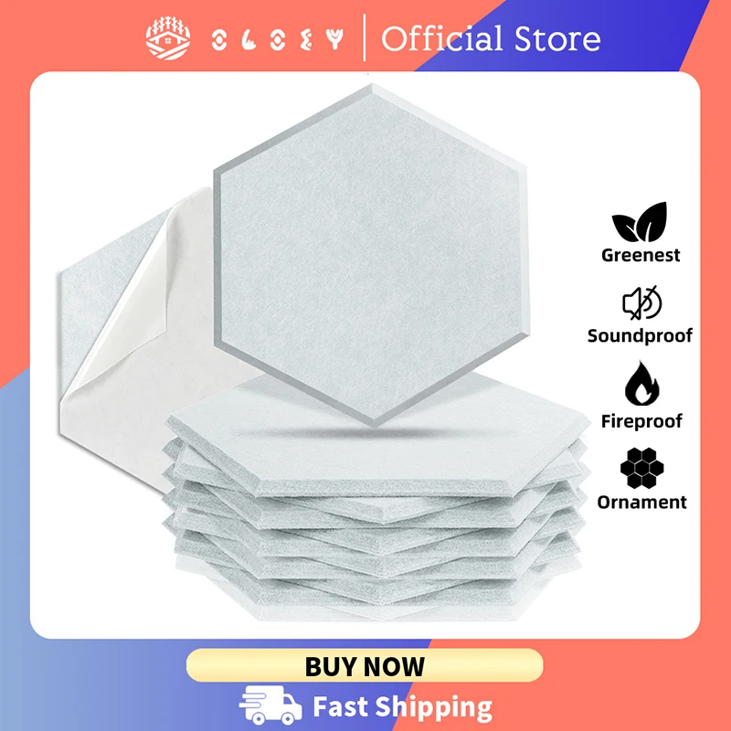 

Sound Proof Acoustic Panel Absorcion Adhesive Backed 10 Pcs Studio Noise Acoust Insulation Self-adhesive Panels Home Accessories