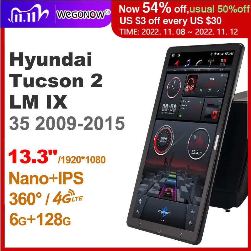 

1920*1080 Nano Ownice Android10.0 для Hyundai Tucson 2 LM IX35 2009-2015 Автомагнитола Видео Аудио 13,3 ''IPS поворотный 360 6G 128G