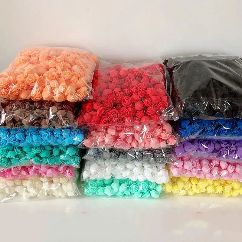 

50/100/200pcs 3.5cm Foam Rose Flowers Artificial Flowers Heads for DIY Rose Bear Valentine Gift Wedding Party Flower Decorations