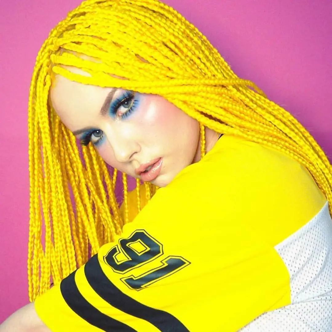 Yellow Braided Lace Front Wig for Women Synthetic Flourescent Yellow Box Braids Heat Resistant Fiber Braid for Daily Makeup