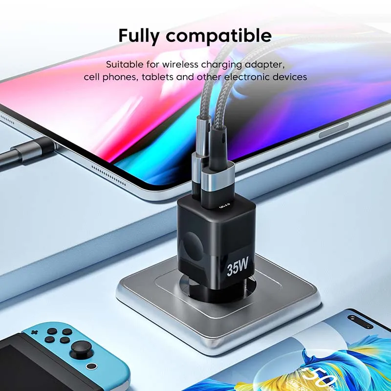 Olaf 35W GaN Charger PD 3.0 QC 3.0 Dual Port PD Type C Fast Charger For iPhone Samsung Xiaomi Huawei USB C Charger Fast Charging