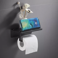 360 degree rotatable self adhesive toilet paper holder with phone shelf 304 stainless steel toilet paper roll holde