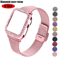 diamond casemagnetic strap for apple watch band 44mm 40mm 38mm slim loop for bracelet correa iwatch serie 7 6 5 4 3 se 4145mm
