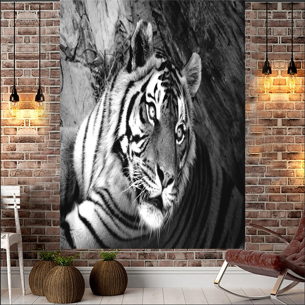 

Forest Animal White Tiger Tapestry Wall Hanging Tapestries Cover Beach Towel Throw Blanket Picnic Yoga Mat Home Decoration