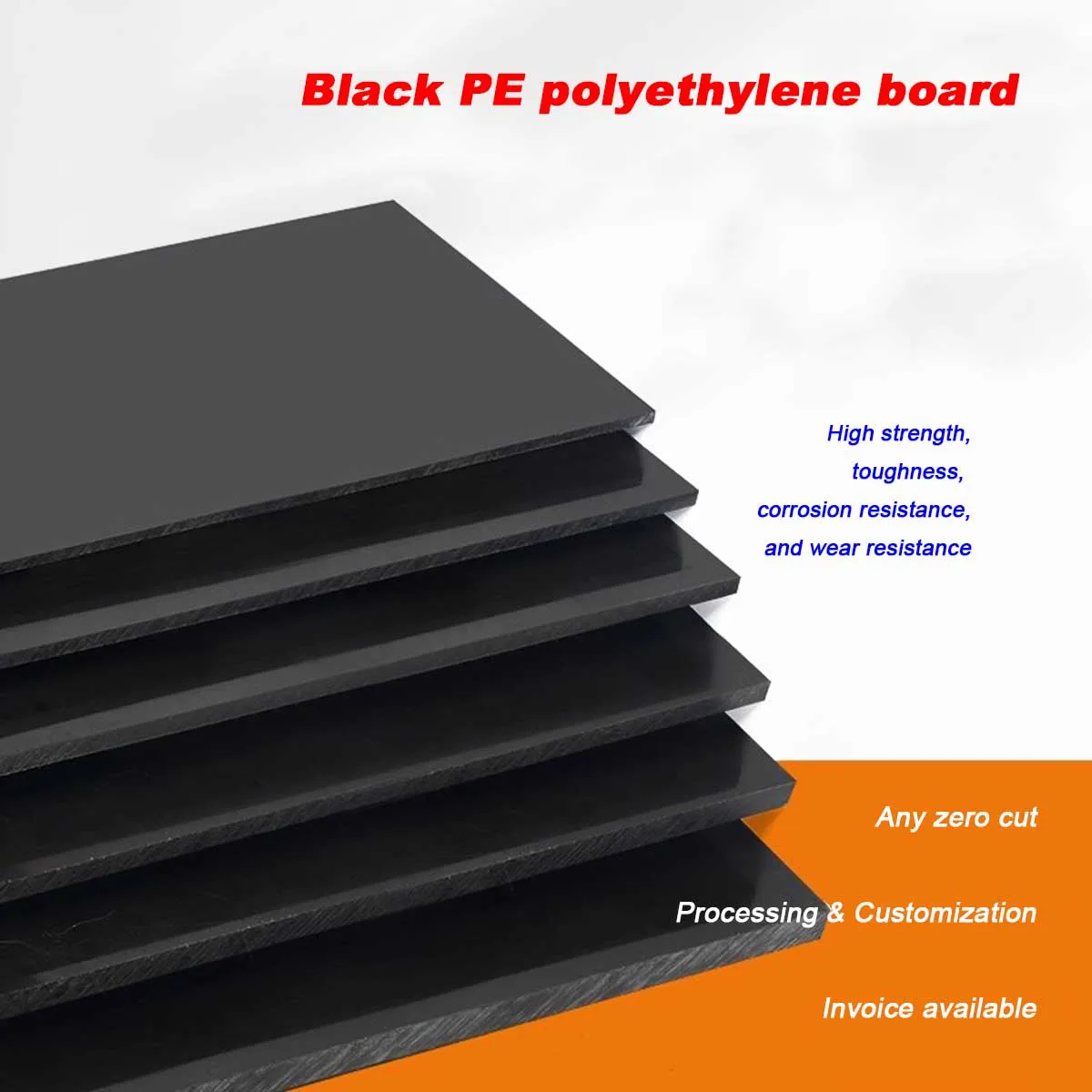 Фото Гуанлуо Черная HDPE-плита, износостойкая полиэтиленовая пластина, пластик для ручного изготовления моделей, прокладок, резки, гравировки и обработки. №2