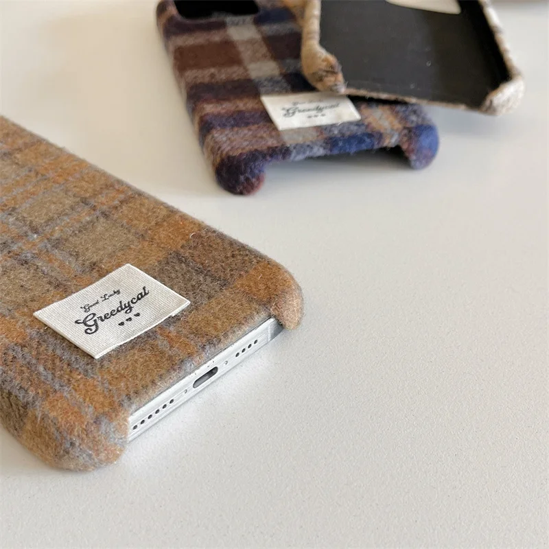 Корейский популярный милый решетчатый шерстяной овечий пушистый меховой чехол