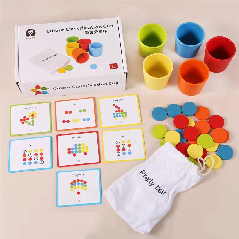 

Kids Montessori Teaching Aids Baby Color Recognition Classification Cup Children Intelligence Matching Early Education Toys