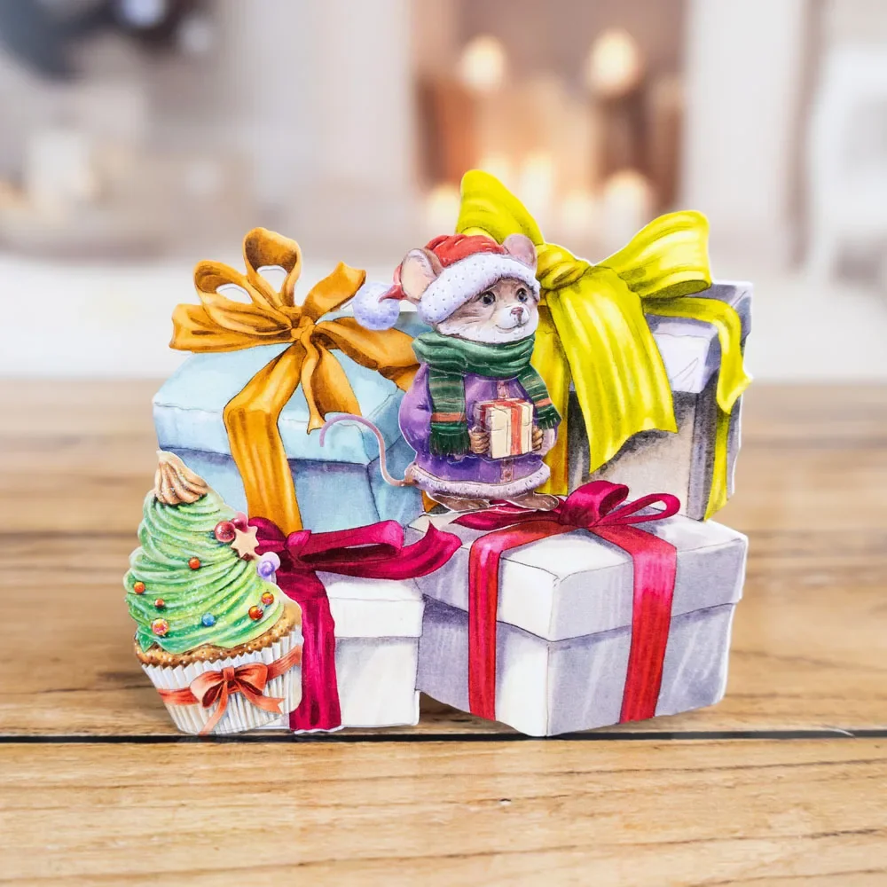 Новинка счастливая Рождественская мышь подаренная Милая для торта