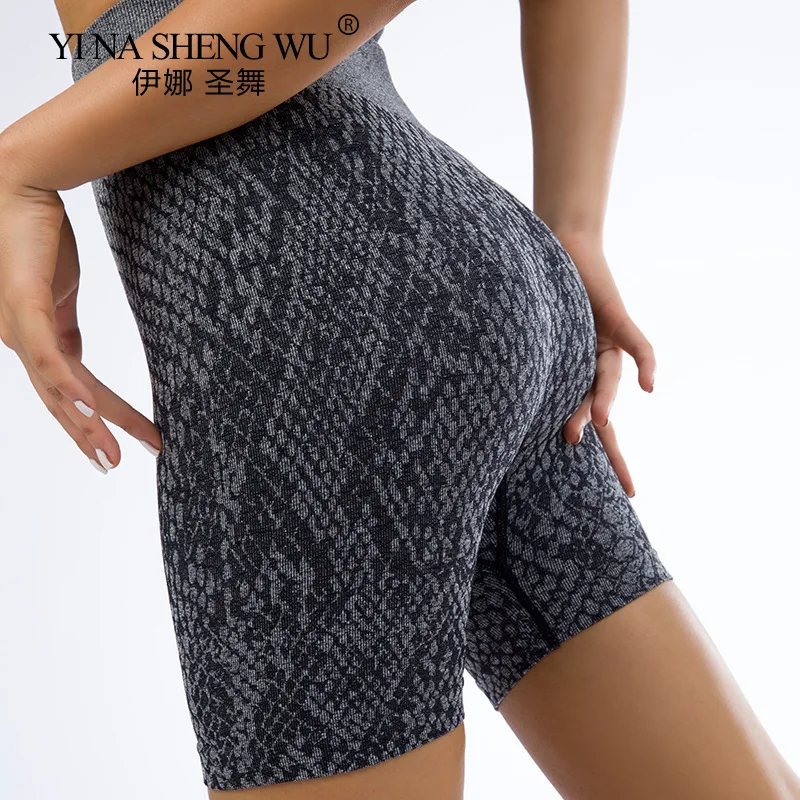 Женские спортивные шорты со змеиным принтом для йоги облегающие Леггинсы с