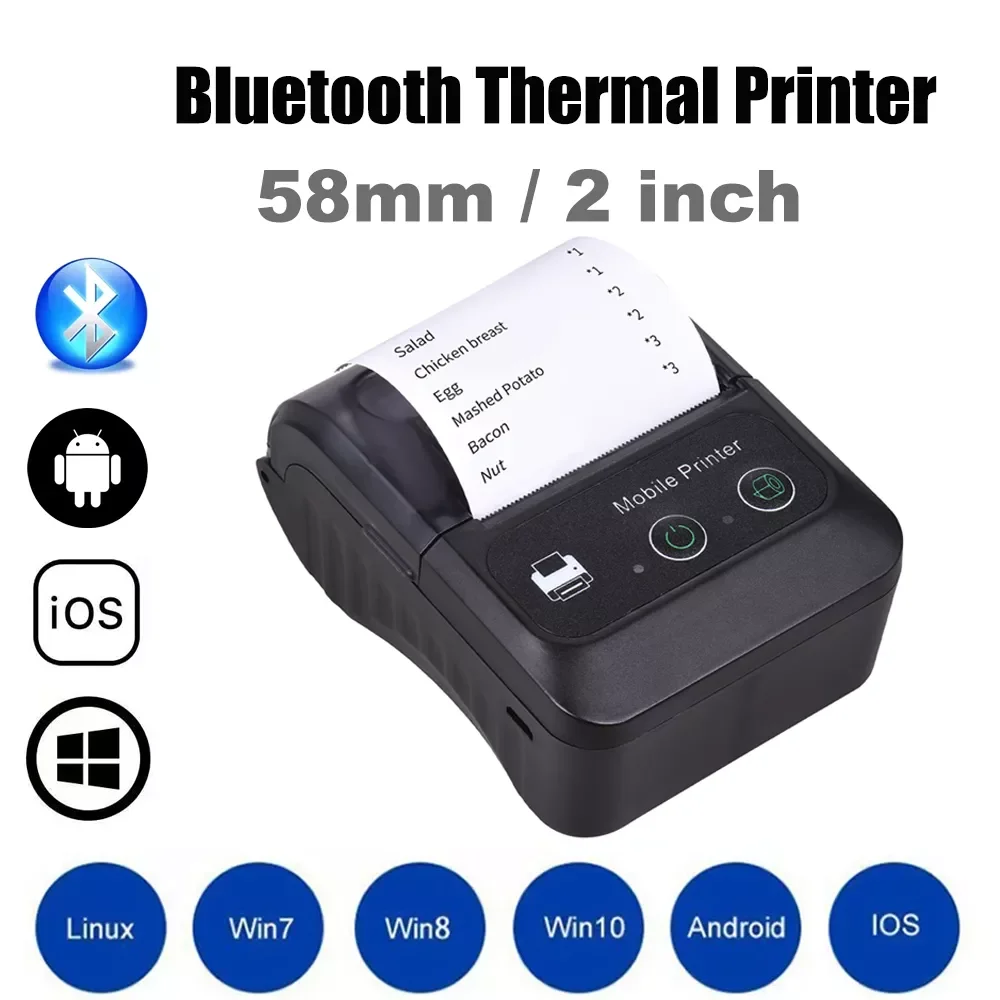 

Portable Phone Thermal Receipt Printer 58mm Mini Size To Carry On Works With Android & iOS Handheld Wireless Bluetooth Print