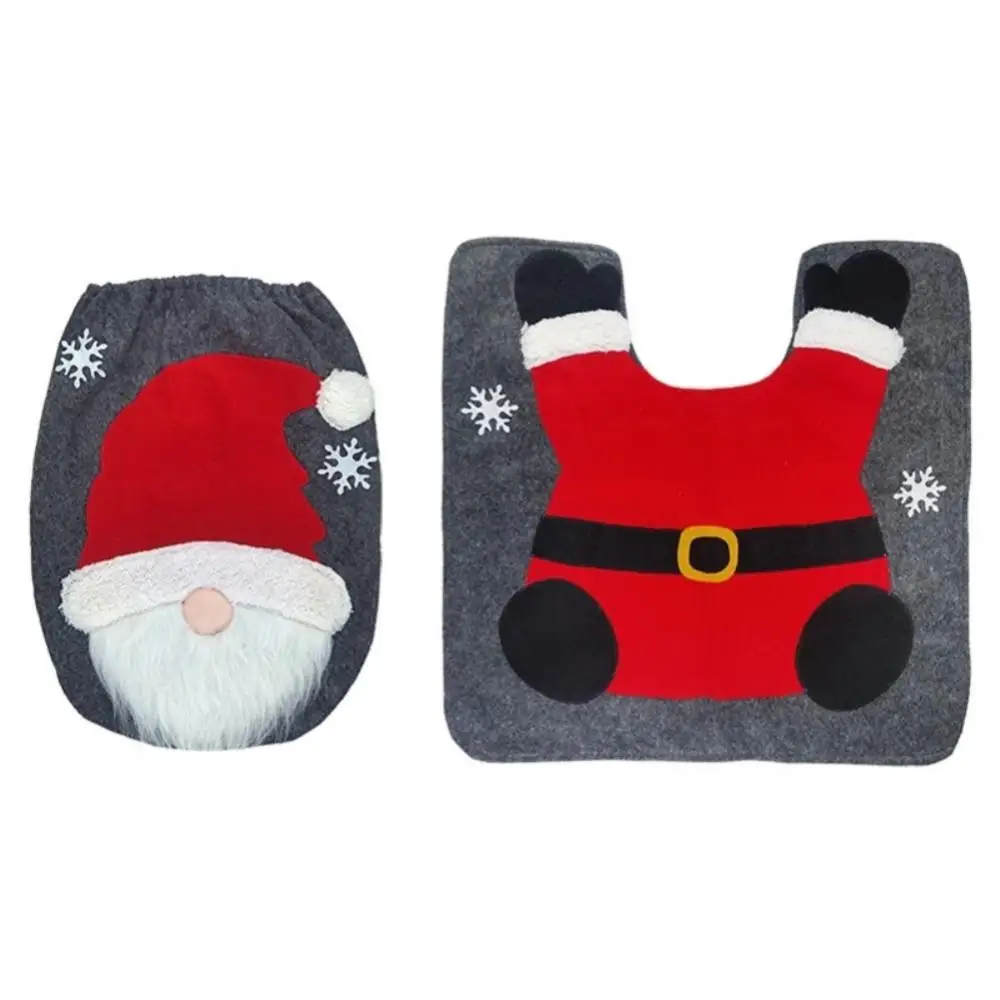 

Christmas Gnome Toilet Seat Lid Protection Covers Floor Carpet Set Supplies for Home Restaurant Bar Dining Room Decor