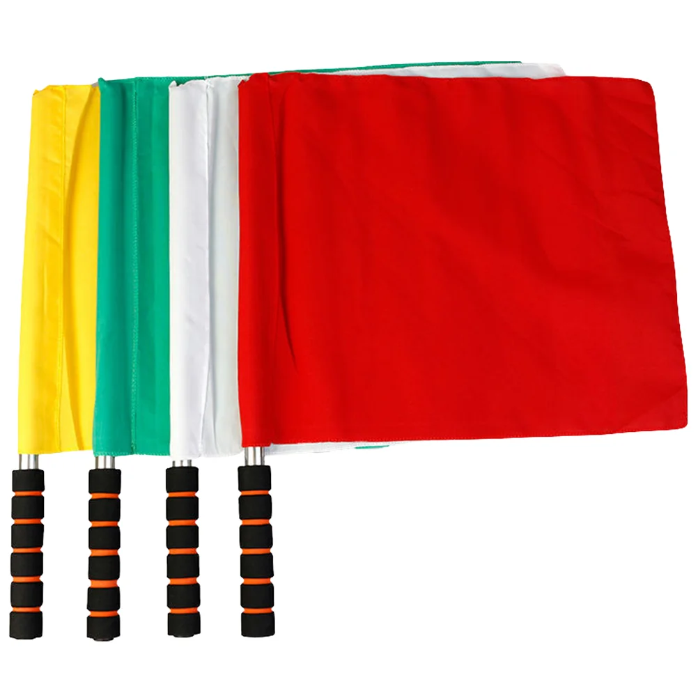 

4 Pcs Referee Flag Signal Flags Hand Waving Athletic Gear Small Sports Match Colored Soccer