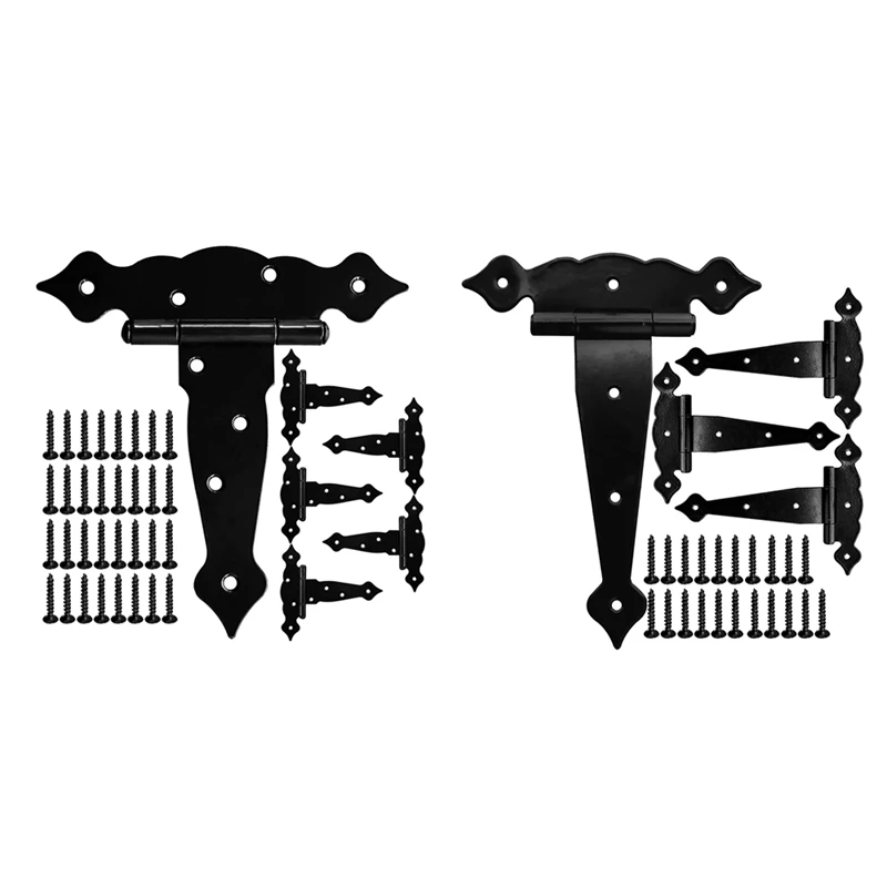 

Gate Hinges Black For Wooden Fences, Decorative Tee Hinge Heavy Duty Shed Barn Door Hinges, T-Strap Hinge