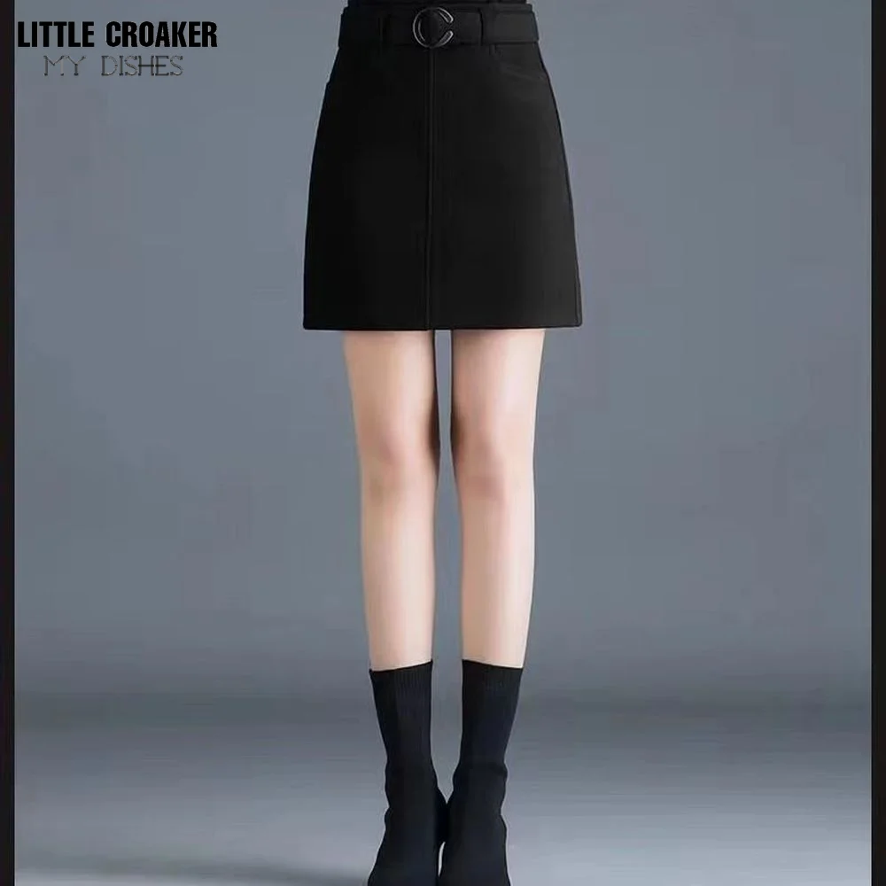 

2022 Spring New Arrival Button Ladies Skirts High-waist Back-split Office Womens With Pockets & Metal Ring Free Shipping