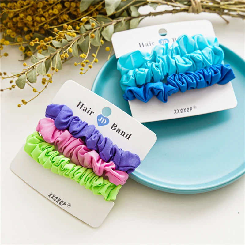 

Ponytail Holder Hair Ties 3Pcs Set Scrunchies Macaron Color Hair Rope Pleated Elastic Hair Bands Hair Accessories Fashion Sweet
