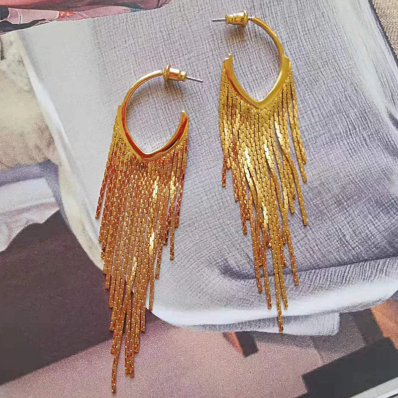 

Long tassel earrings are a new trend for women's Korean temperament earrings for delicate women's jewelry earrings