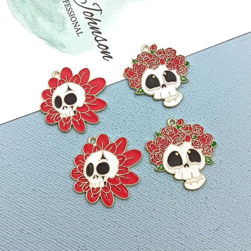 Украшения для Хэллоуина Цветочный Череп металлические аксессуары ожерелье