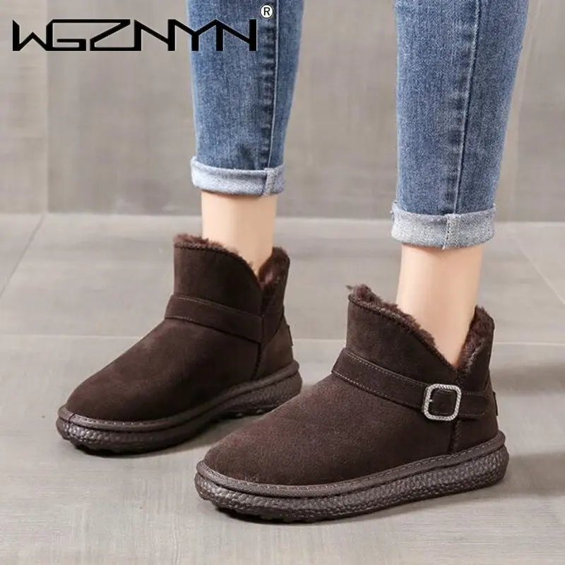 

Новинка, женские зимние ботинки, зимние ботинки с круглым носком, зимние женские ботинки, зимние модные однотонные женские теплые ботинки на толстой подошве