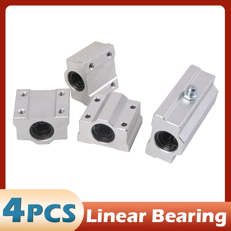 

4PCS Linear Motion Ball Bearing Slide Block Bushing SCS6UU SCS8UU SCS10UU SCS12UU SCS16UU SCS20UU SCS8/10/12LUU Linear Shaft CNC