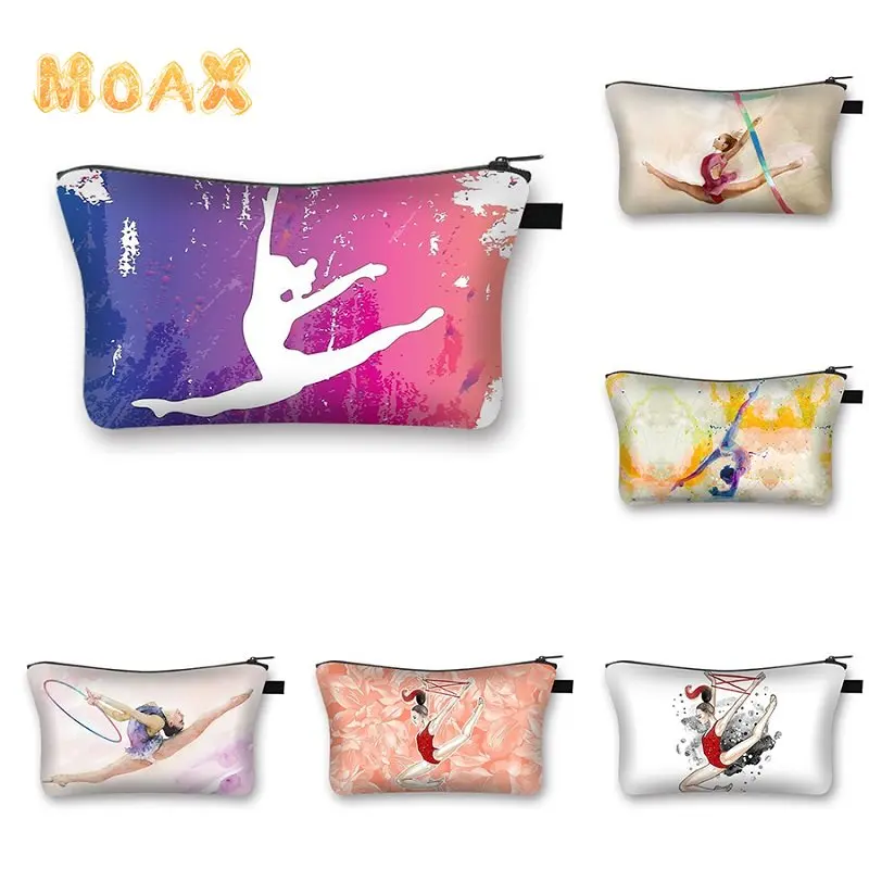 

Rhythmic Gymnastics Cosmetic Bag Lady Portable Beauty Makeup Bags Ballet Dancer Girls Small Purse Lipstick Holder Toiletry Pouch