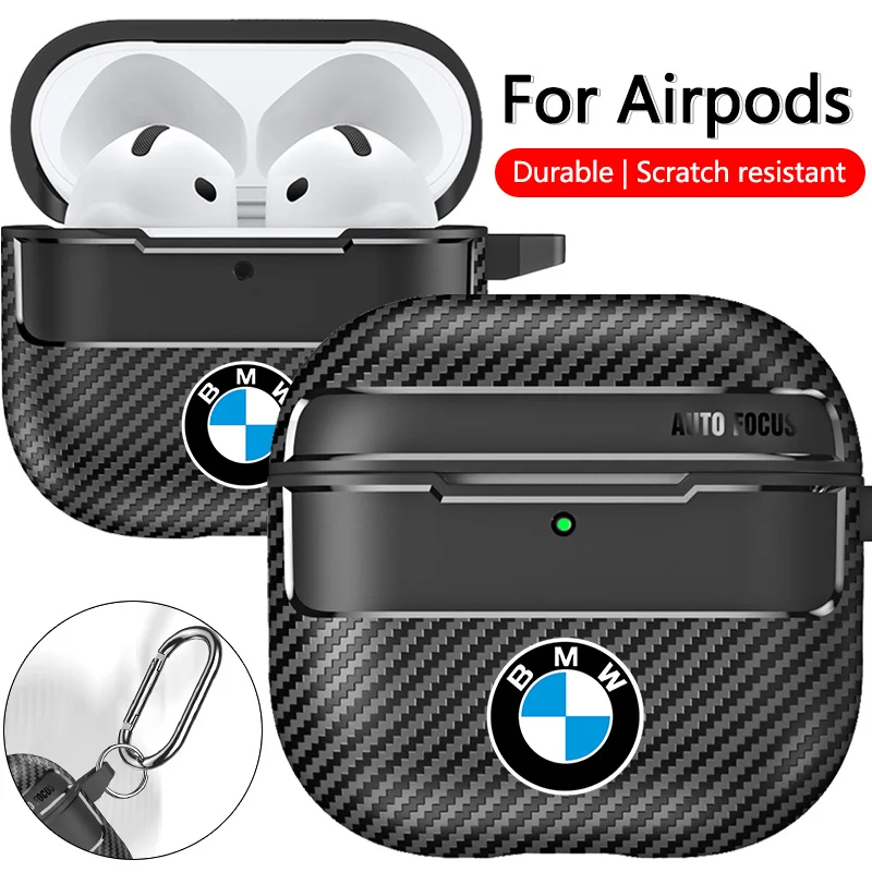 Фото Мягкий чехол для наушников Apple AirPods 4, чехол для AirPods Pro 1, 2, 3, 4-го поколения с брелоком, защитный чехол для наушников с наклейкой BMW №1