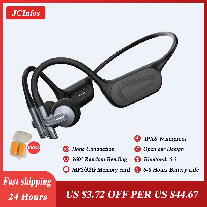 Фото Bluetooth-наушники с костной проводимостью, IPX8, MP3, 32 ГБ №1