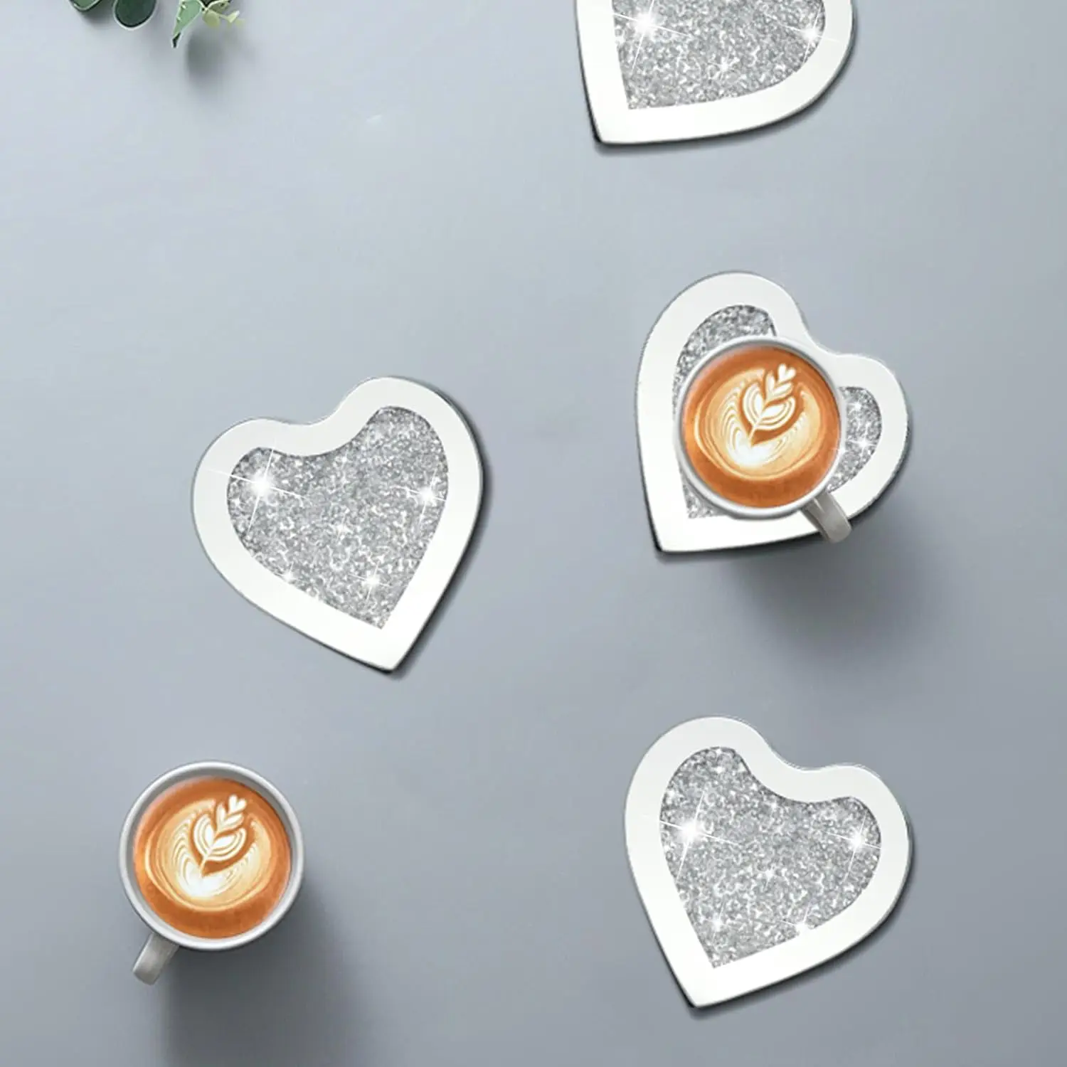 4 шт. стеклянная хрустальная подставка с бриллиантами зеркальная серебряный