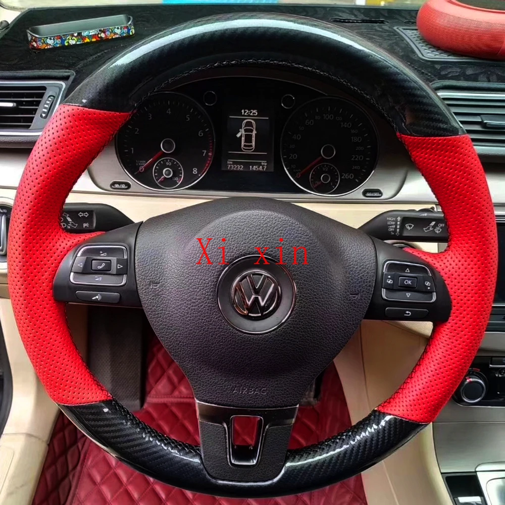 

For Volkswagen CC Tiguan POLO Touareg Bora Sagitar Lavida PLUS Lamando private custom leather hand-sewn car steering wheel cover