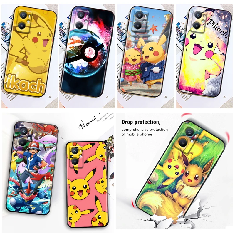 

Pokemon Pikachu Cartoon Phone Case Black For OPPO Find X5 X3 X2 Neo Lite A96 A57 A74 A76 A72 A55 A54S A53 A53S A16S A16 A9