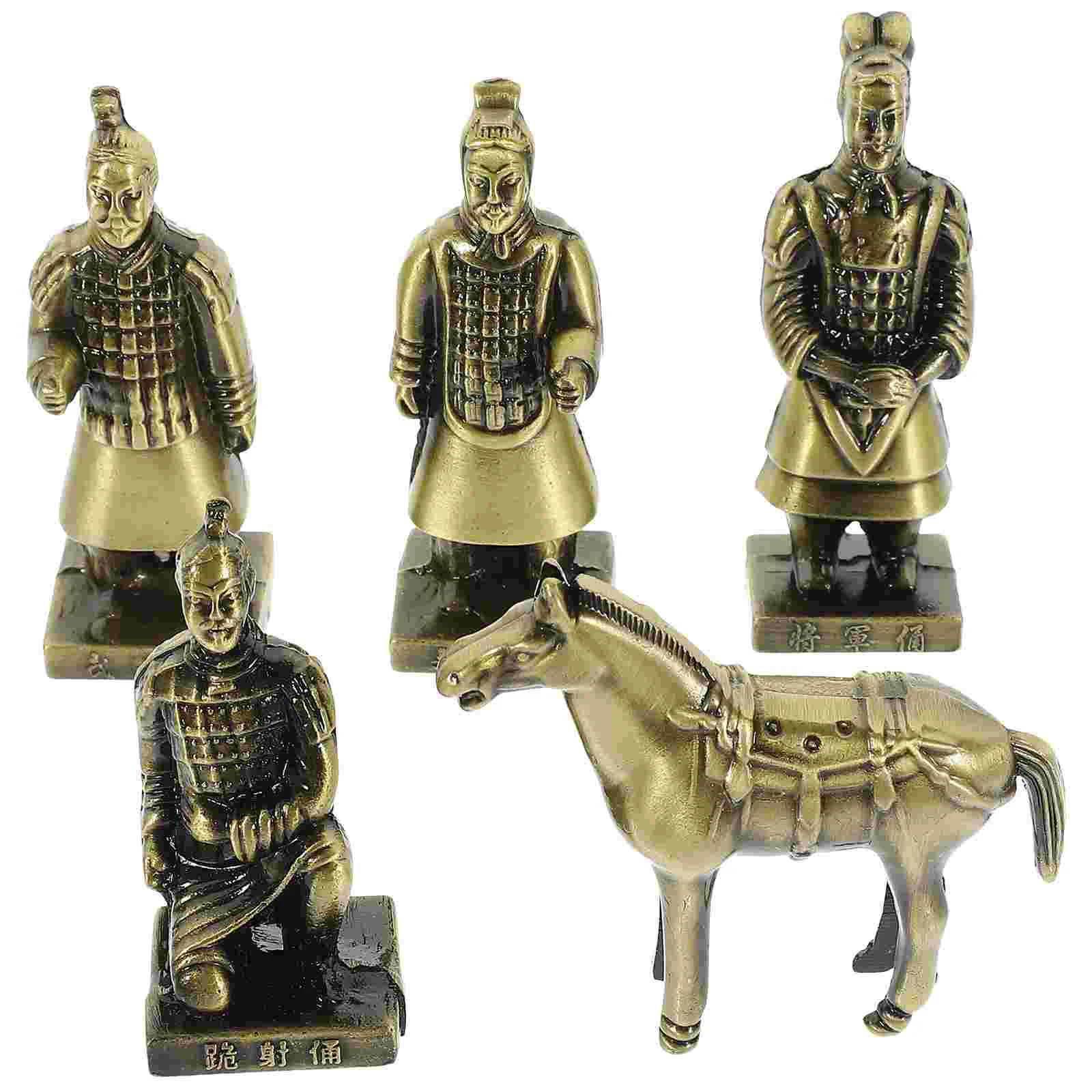 

The Bell Desktop Terracotta Warriors Ornament Retro Horse Statue Metal Craft Decor Shaped