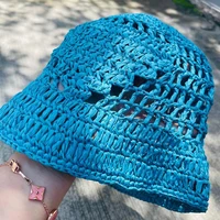 letter straw womens hat hollow flat bucket hats luxury designer fisherman hat ladies summer beach shade hat