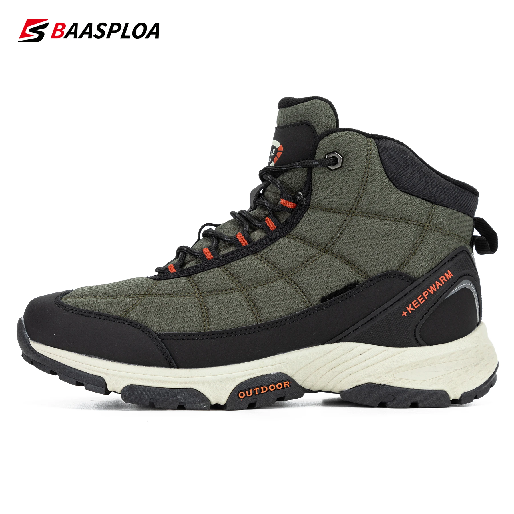 Men's Leather Fabric Shoes Waterproof Outdoor Travel Hiking Warm Winter Sneakers Casual Boot Baasploa 2021 New Arrival