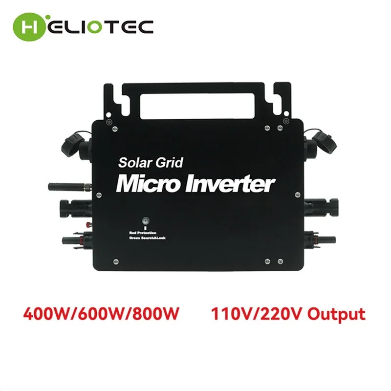 

Heliotec 400W 600W 800W Grid Tie Micro Solar Inverter Built-in WiFi 110V 220V Pure Sine Wave Inverter MPPT Solar Converter IP66