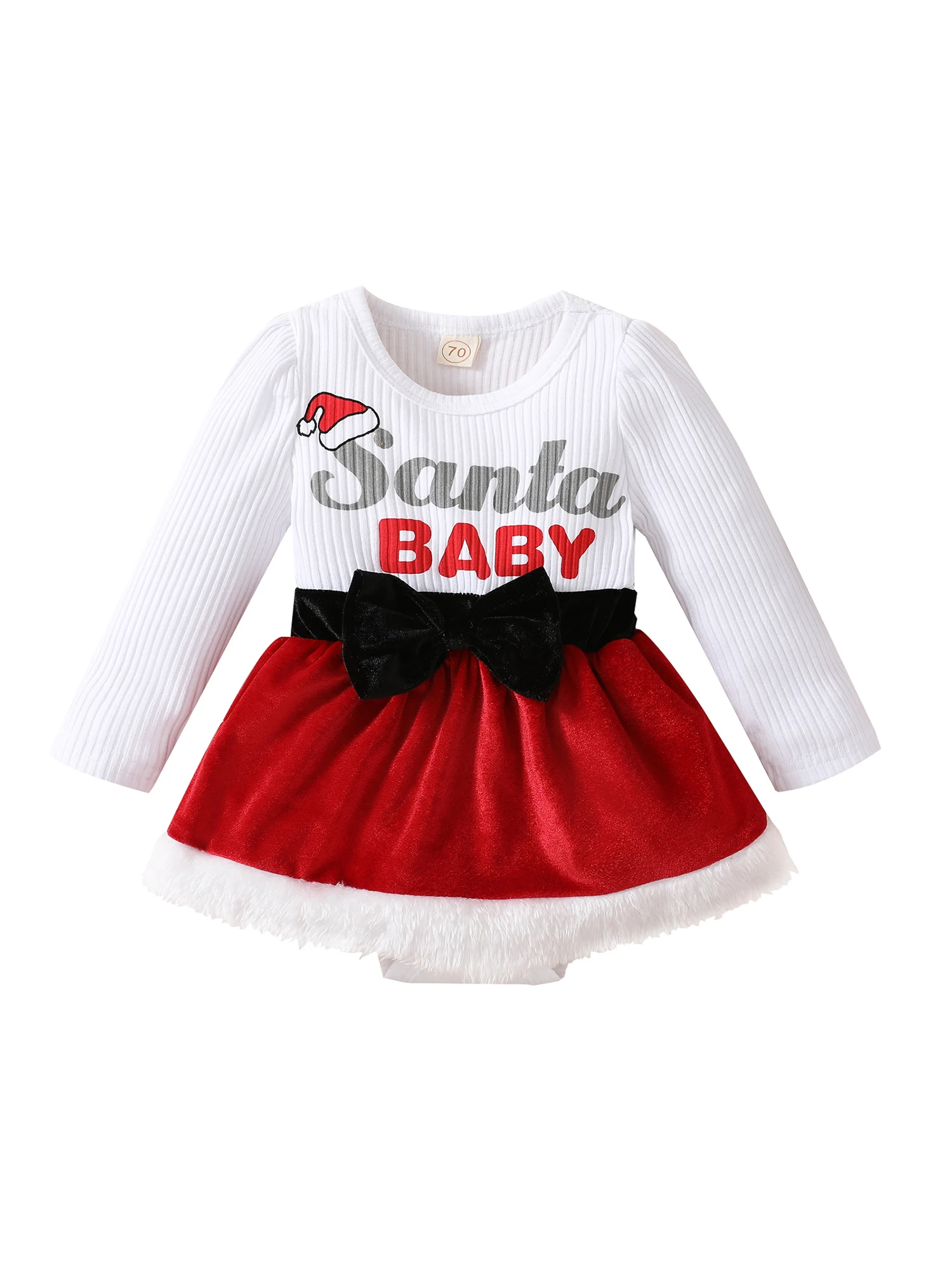 

Новорожденный ребенок девочка Рождество комбинезон платье с длинным рукавом вязаное боди Осень Зима Одежда