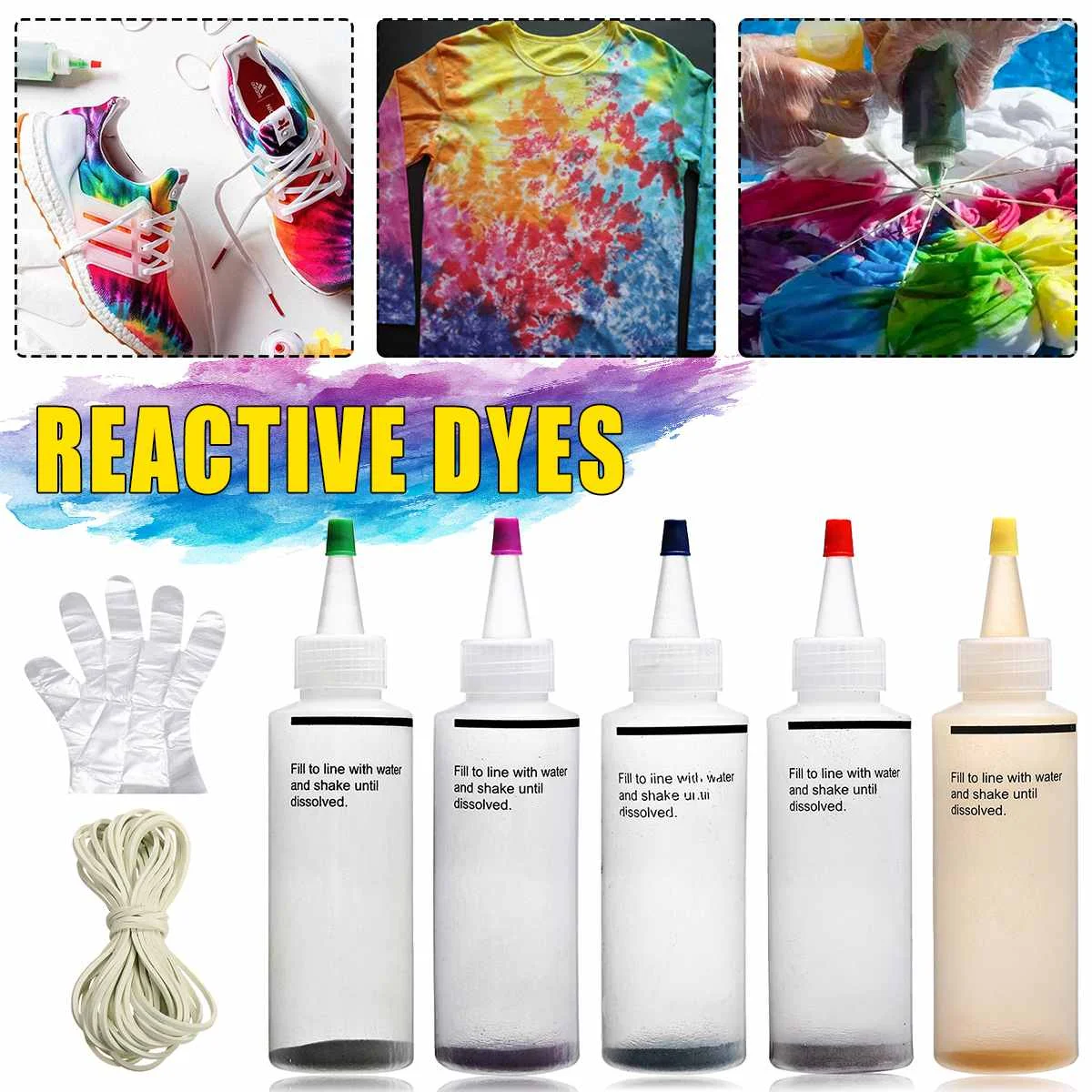 

Набор для творчества Tie Dye, 5 цветов, ткань, искусственные краски, Перманентный набор красителей, одежда, граффити, красители